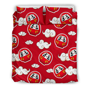 Red Daruma Cloud Pattern Bedding Set