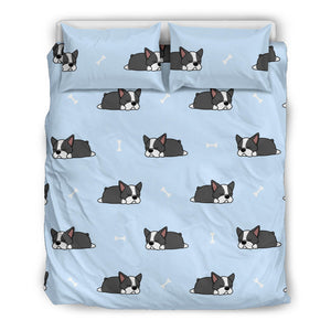 Sleep Boston Terrier Bone Pattern Bedding Set