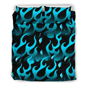 Blue Flame Fire Pattern Background Bedding Set