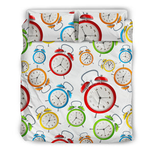 Colorful Clock Pattern Bedding Set