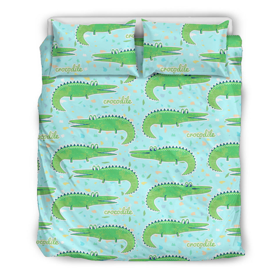 Crocodile Pattern Blue background Bedding Set