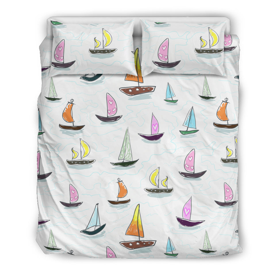 Cute Sailboat Pattern Bedding Set