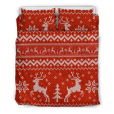 Deer Sweater Printed Red Pattern Bedding Set