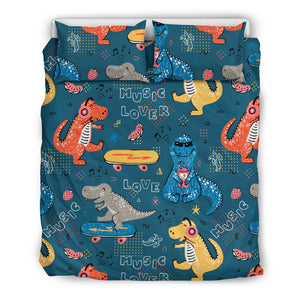 Dinosaur Music Skating Pattern Bedding Set