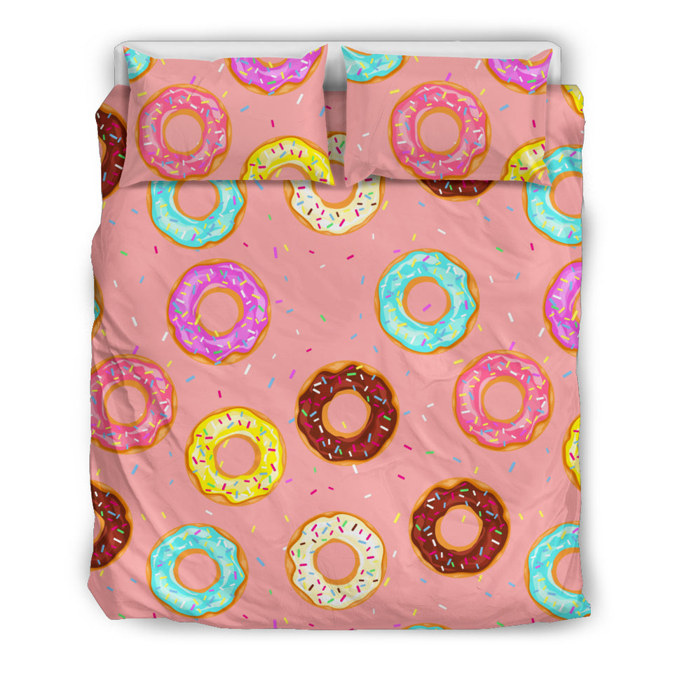 Donut Pattern Pink Background Bedding Set