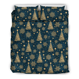 Gold Snowflake Chirstmas Pattern Bedding Set