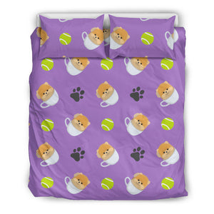 Pomeranian in Cup Pattern Bedding Set