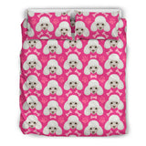 Poodle Pattern Pink background Bedding Set