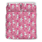 Poodle Pink Heart Pattern Bedding Set