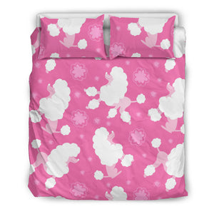 Poodle Pink Theme Pattern Bedding Set