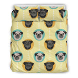 Pug Head Pattern Bedding Set