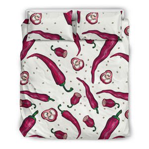 Red Chili Pattern background Bedding Set