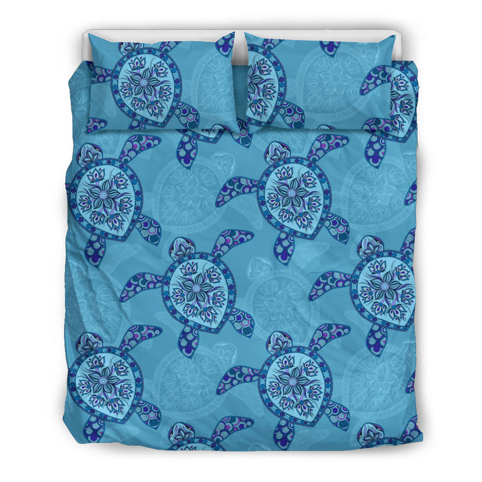 Sea Turtle Blue Tribal Pattern Bedding Set