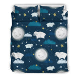 Sheep Playing Could Moon Pattern  Bedding Set