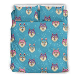 Siberian Husky Head Pattern Bedding Set