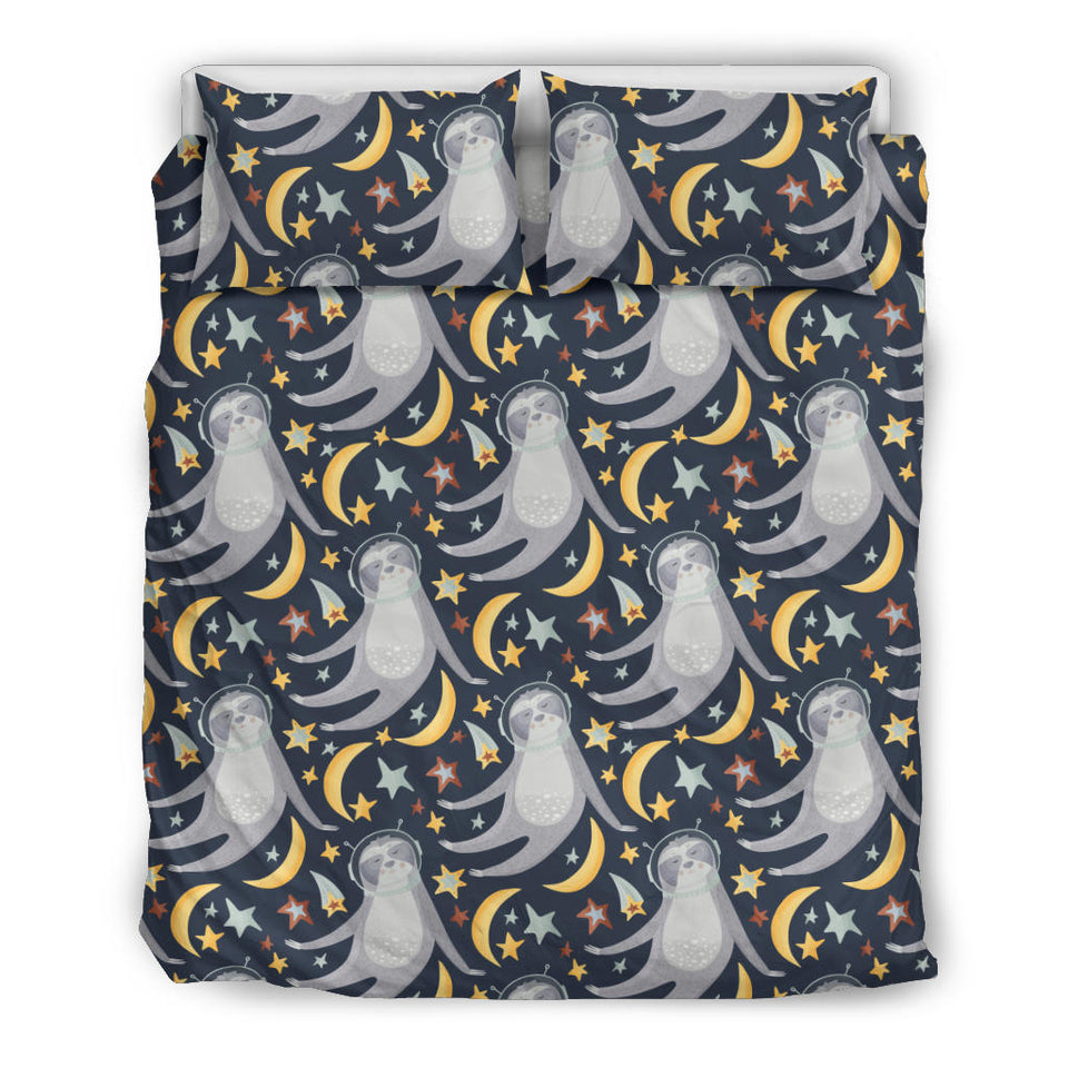 Sloth Astronaut Pattern Bedding Set