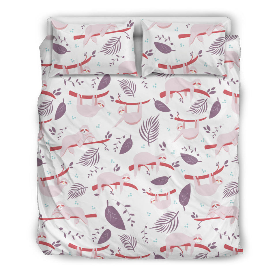 Sloth Leaves Pattern Bedding Set