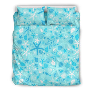 Starfish Shell Blue Theme Pattern Bedding Set