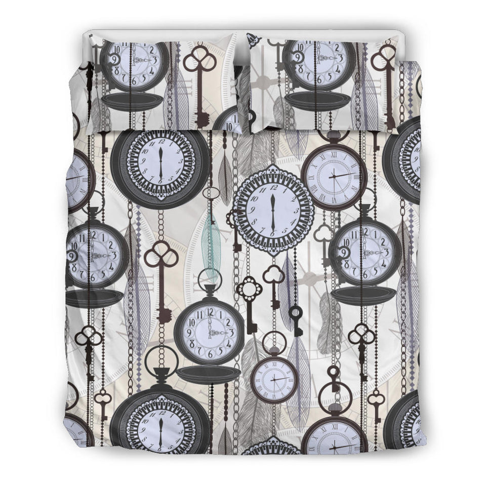 Vintage Clock Pattern Bedding Set