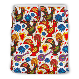 Colorful Rooster Chicken Guitar Pattern Bedding Set