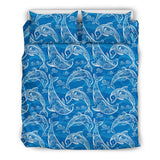 Dolphin Tribal Blue Pattern  Bedding Set