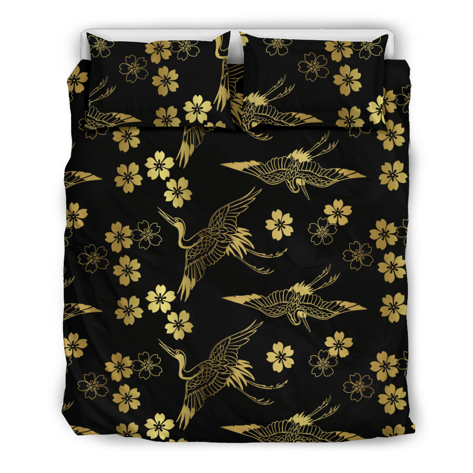 Gold Japanese Theme Pattern Bedding Set