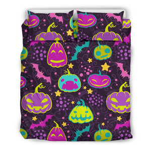 Halloween Pumpkin Bat Pattern Bedding Set