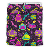 Halloween Pumpkin Bat Pattern Bedding Set