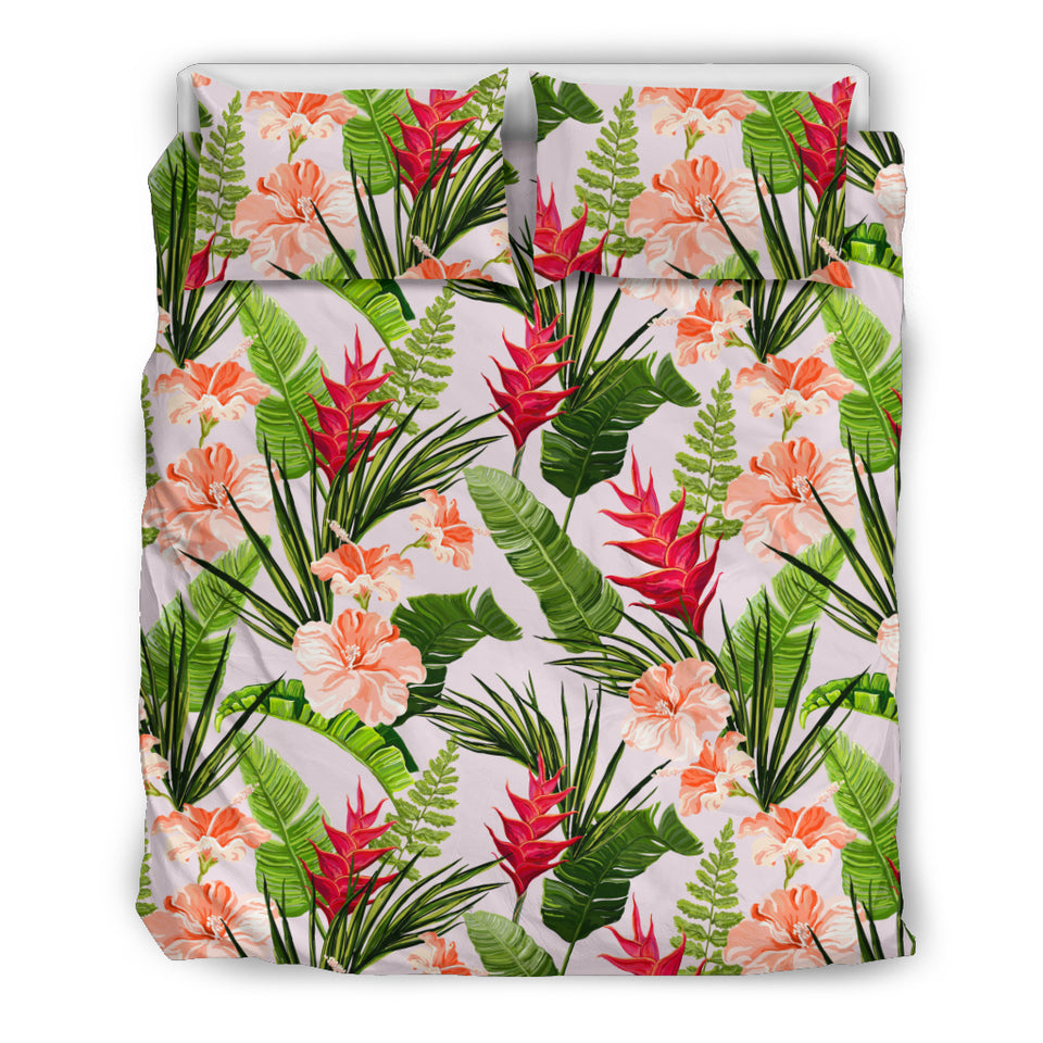 Heliconia Hibiscus Leaves Pattern Bedding Set