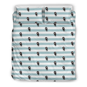 Ninja Pattern Stripe Background Bedding Set