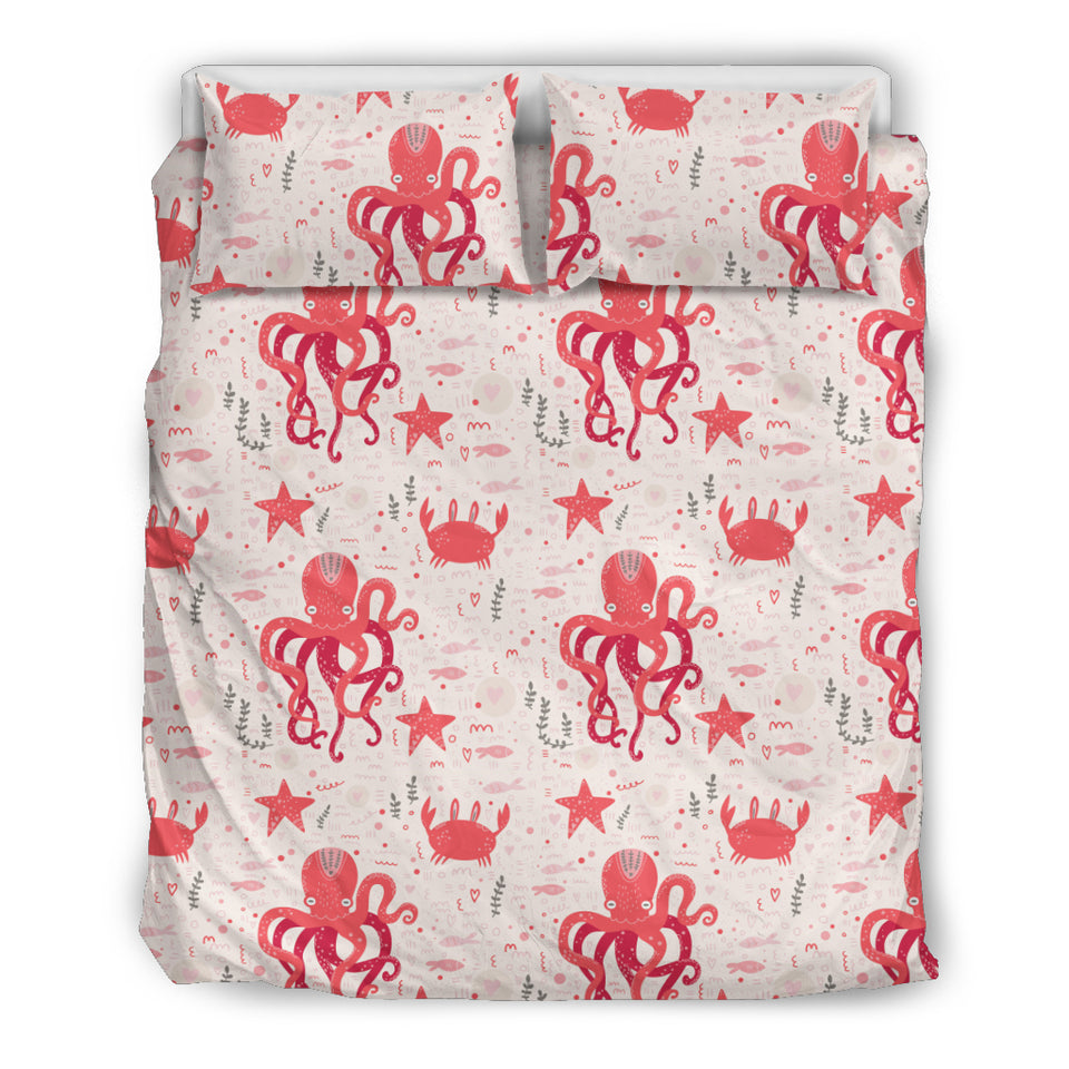 Octopus  Crab Starfish Pattern Bedding Set