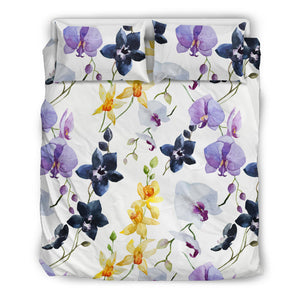 Orchid Pattern Background Bedding Set