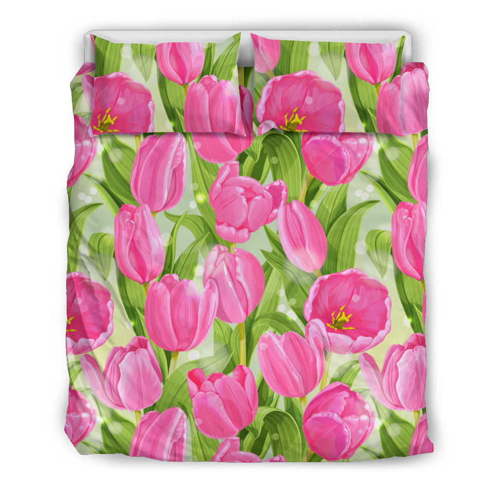 Pink Tulip Pattern Bedding Set