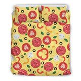 Pizza Tomato Salami Texture Pattern Bedding Set