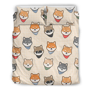 Shiba Inu Head Pattern Bedding Set