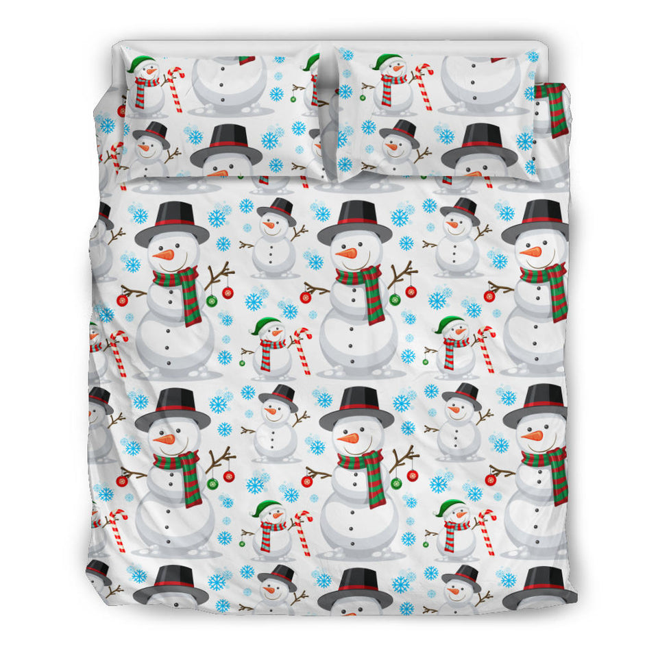 Snowman Pattern Background Bedding Set