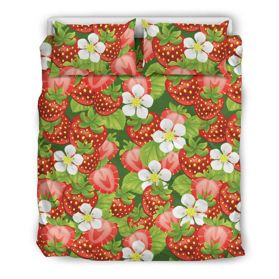 Strawberry Leaves Flower Pattern Bedding Set