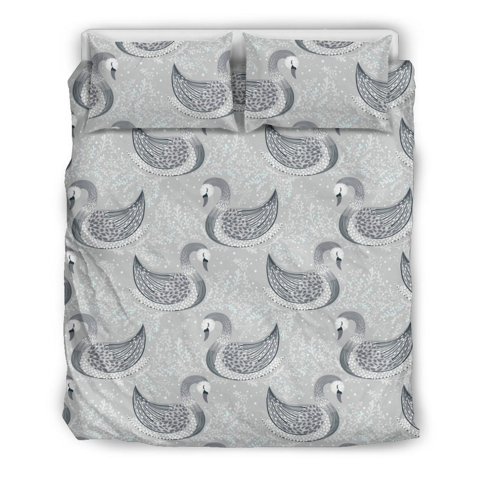 Swan Gray Pattern Bedding Set