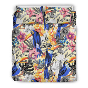 Toucan Leaves Flower Pattern Bedding Set