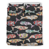 Whale Flower Tribal Pattern Bedding Set