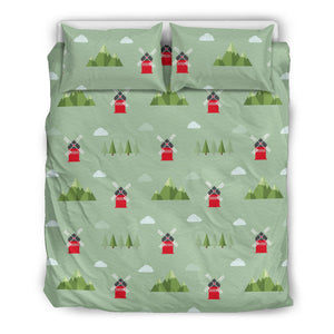 Windmill Green Pattern Bedding Set