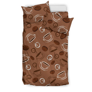 Coffee Cup and Coffe Bean Pattern Bedding Set