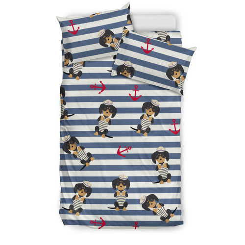 Dachshund Anchor Navy Blue Pattern Bedding Set