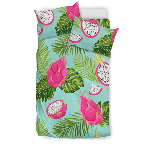 Dragon Fruit Leaves Pattern Bedding Set