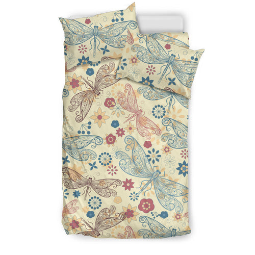 Dragonfly Flower Pattern Bedding Set