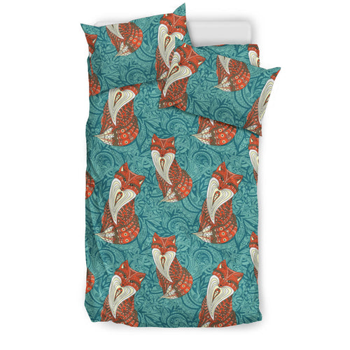 Fox Tribal Pattern Background Bedding Set