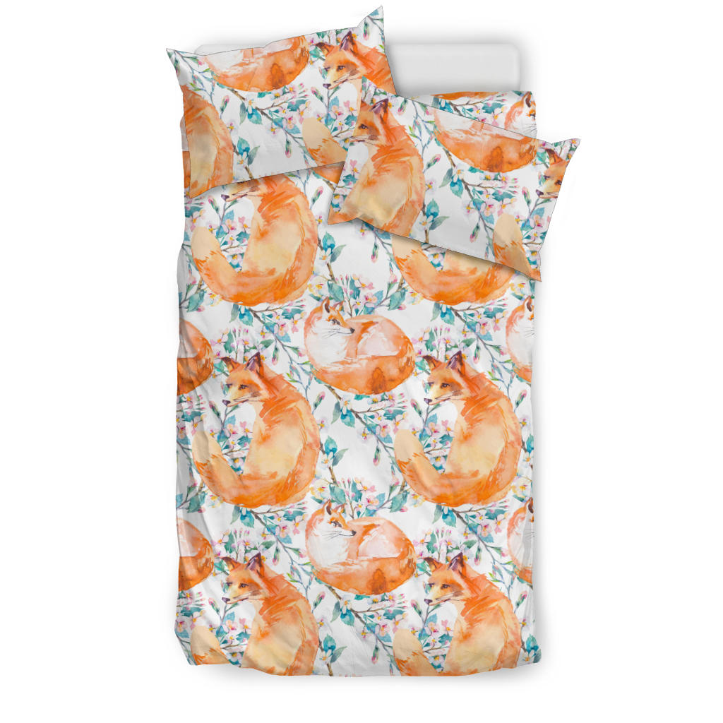 Fox Water Color Pattern Bedding Set