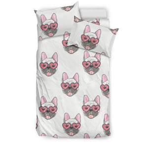 French Bulldog Heart Sunglass Pattern Bedding Set