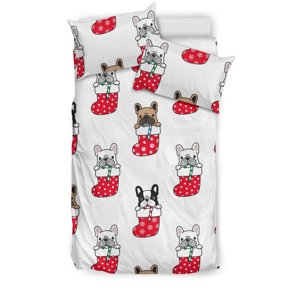 French Bulldog in Sock Pattern Bedding Set