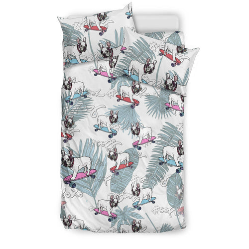 French Bulldog Skating Pattern Bedding Set